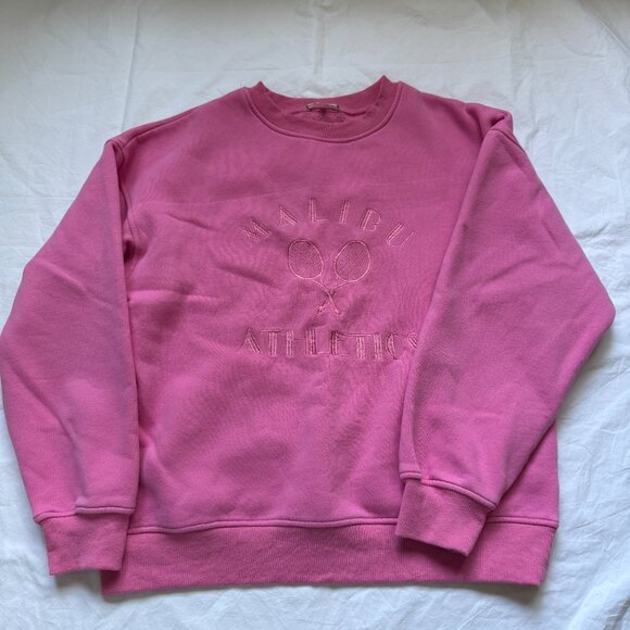 Bailey Rose Medium Embroidered “Malibu Athletics” Pink Crewneck Pullover size M - Picture 1 of 5
